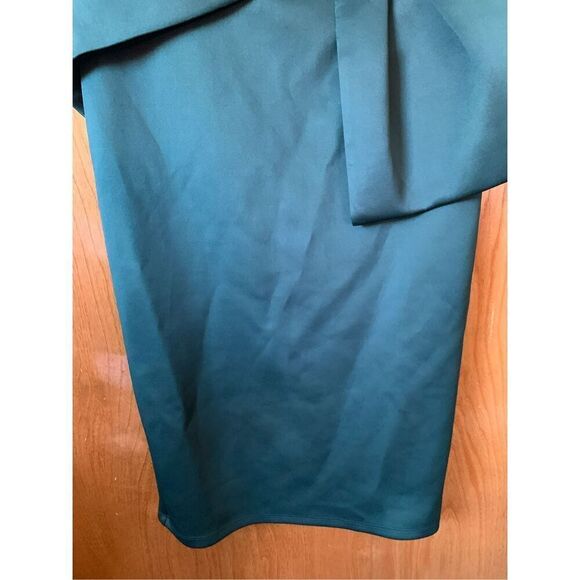 ASOS Bandeau Fold Bow Front Scuba Midi Dress Dark Green Size 10 - Picture 4 of 8